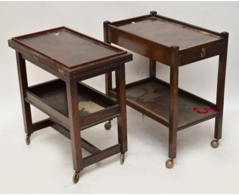 An early 20th century tea trolley/foldover card table and a further two tier tea trolley (2).