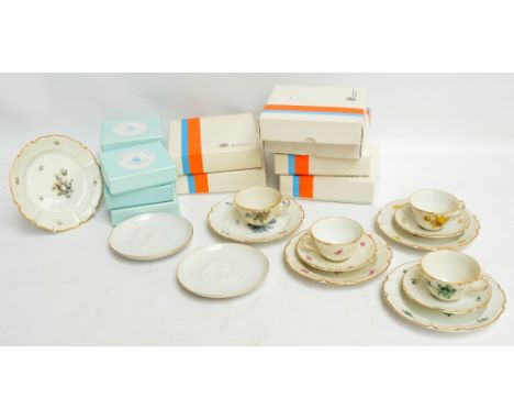 A small collection Nymphenburg porcelain items comprising a part tea service and a set of six pin dishes plus a larger dish d