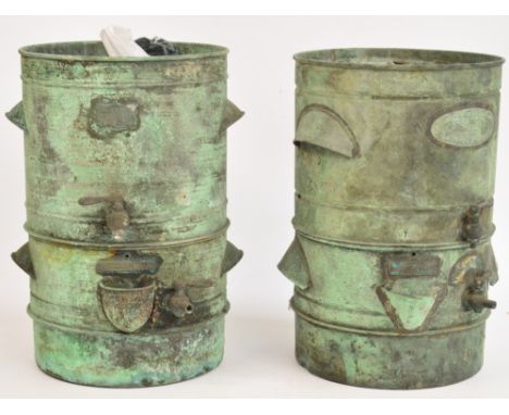 A vintage Gilbert Automatic Still (distilling equipment), height 37cm, and a similar example (2). CONDITION REPORT: Signs of 