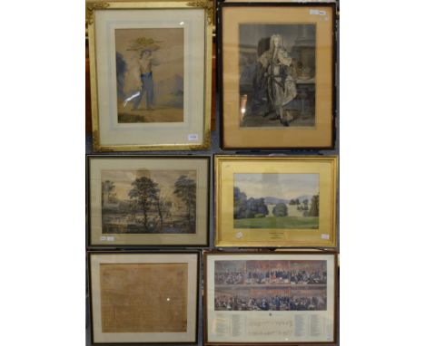 After Andrew Festing, The Other Picture, print; together with a watercolour after George Moorland; a further watercolour; and