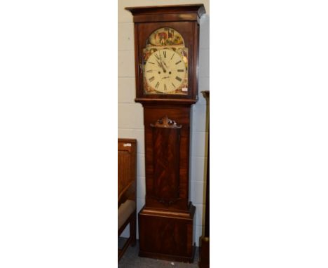 ~ A mahogany eight day white dial longcase clock, signed D.Wilson, Beith, early 19th century