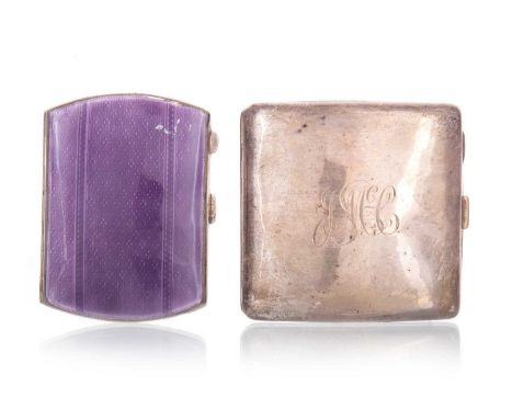 GEORGE V SILVER AND ENAMEL CIGARETTE CASE,  AND ANOTHER the first by Liberty &amp; Co, London 1911, the second with engraved 