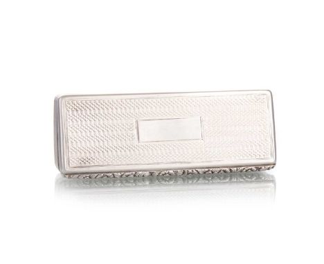 WILLIAM IV SILVER SNUFF BOX, CHARLES MELVILLE HORTON, BIRMINGHAM 1831 with cast rim and engine turned detail9cm wideQty: appr