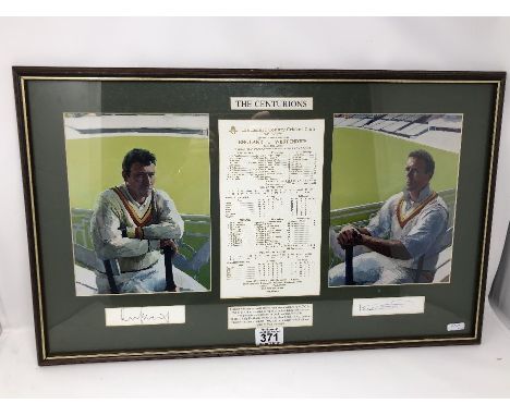A limited edition M.C.C. framed and glazed double portrait "The Centurions" - Michael Atherton and Alex Stewart, England V We