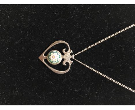 A silver bangle, locket and chain and a Caithness silver pendant and chain.