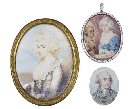 ˜FOUR PORTRAIT MINIATURES, ENGLISH SCHOOL, LATE 19TH CENTURY all after earlier works, comprising: a gentleman after Richard C