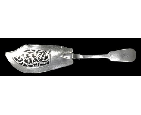 A VICTORIAN SILVER FISH SLICE, ELIZABETH EATON, LONDON, 1846 Fiddle pattern, crested; together with a silver sugar sifter, Fi