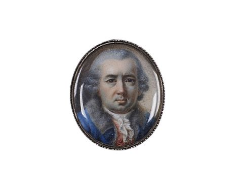 A PORTRAIT MINIATURE PROBABLY OF SIR RICHARD LYTTLETON, CONTINENTAL, PROBABLY ITALIAN SCHOOL, CIRCA 1765 with powdered hair, 
