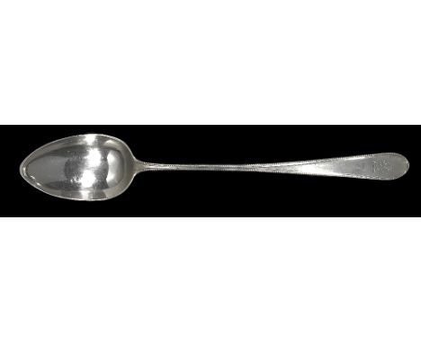 A SCOTTISH SILVER GRAVY SPOON, MAKER'S MARK BADLY STRUCK, EDINBURGH, 1797 Beaded pattern, engraved with a crest; together wit