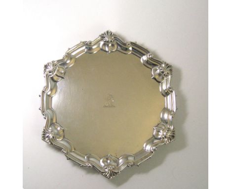 TWO EDWARD VII SILVER SALVERS, WILLIAM HUTTON & SONS LTD AND THE GOLDSMITHS & SILVERSMITHS CO LTD, LONDON, 1902 AND 1905 shap
