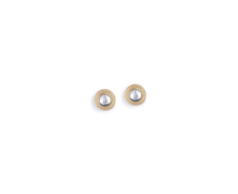PAIR OF CRYSTAL INTAGLIO EARCLIPS each crystal painted with a yacht within a textured surround 