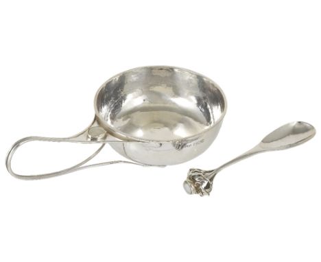 AN ARTS AND CRAFTS SILVER DISH AND SPOON, DESIGNED BY CHARLES ROBERT ASHBEE (1863-1942), GUILD OF HANDICRAFT LTD., LONDON, 19