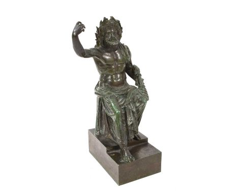 After the antique: Grand Tour bronze figure of Jupiter, on stepped base, 22cm high