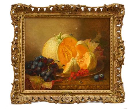 Eloise Harriet Stannard (1829-1915) oil on canvas - Still Life Melon and Grapes, signed and dated 1891, 30.5cm x 35.5cm, in g