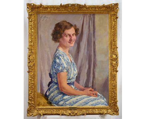 *Anna Airy (1882-1964) oil on canvas - portrait of Mrs David Ransome, 1940, signed, 90cm x 70cm, in good gilt frame, labels v