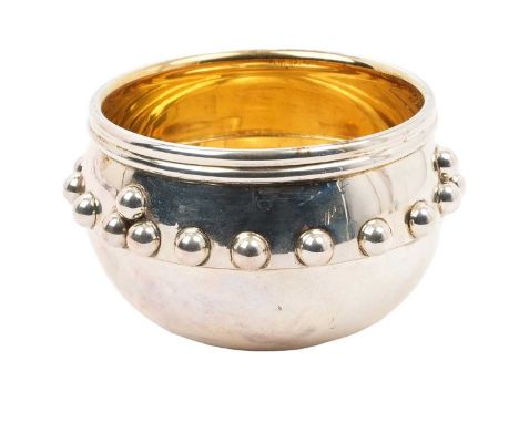 Edwardian silver copy of The Glastonbury Bowl, with ball decoration and silver gilt interior (Birmingham 1908) Joseph Gilmore