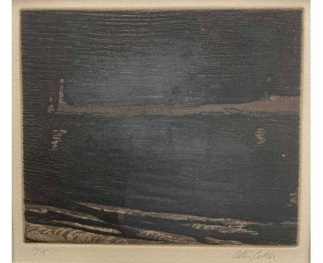 *Peter Coker (1926-2004) signed limited edition etching - Coastal Landscape, 12/15, 17cm x 19cm, in glazed frame