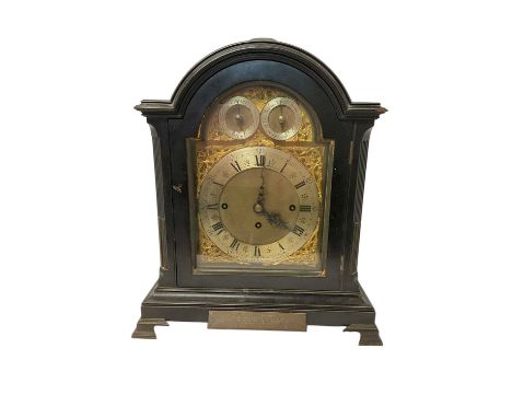 Good quality 19th century bracket clock by J.C. Jenners, London with brass and silvered arch dial, twin subsidiary dials for 