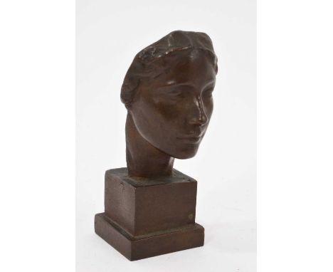 Victor Salvatore (1884-1965), bronze mask of a woman, signed and dated 1922, 9.75cm high