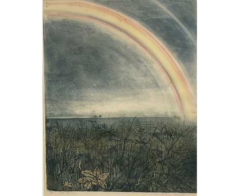 *Richard Bawden (1936-2024) signed coloured etching - 'The Rainbow', 1/60, 53cm x 41cm, in glazed frameNot examined out of th