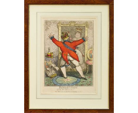 Robert Cruikshank (1789-1856) hand coloured etching - 'Reflection, To be or not to be?', published Feb. 11th 1820, BM 13661, 