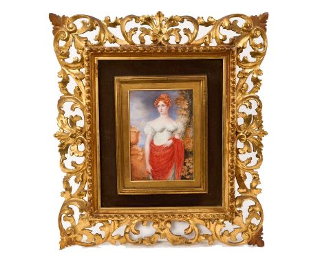 William Douglas (1780-1832) large miniature portrait on ivory of a lady named verso as Mrs Dalrymple, signed and dated 1818, 