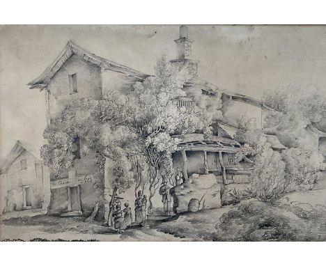 Richenda Cunningham, née Gurney (1782-1855) pencil drawing on stamped Bristol (Thomas) Creswick paper, ‘A Picardy Market’. 25