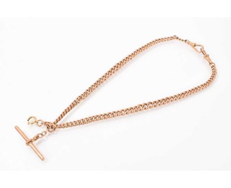 Edwardian 9ct rose gold watch chain, 41cm longWeight 39.2 gramsThe links graduate in size from approximately 8mm - 4mm