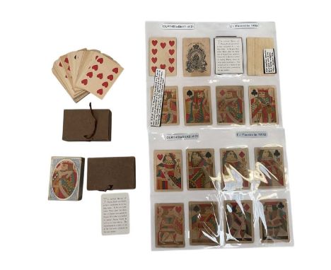 Two packs of cards, made for presentation at an event to commemorate 100 years since the patent for the first De La Rue pack 