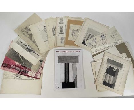 Ron Sims (1944-2014) collection of 43 pencil sketches, coloured crayon and ink works, 1970s onwards, all unframed, together w