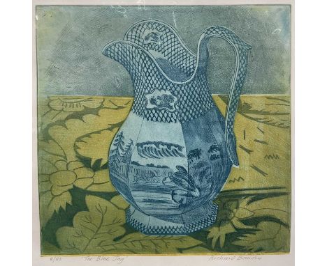 *Richard Bawden (1936-2024) signed coloured etching - 'The Blue Jug', 8/85, unframed, 58cm x 51cm