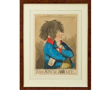 Issac Cruikshank (1756-1810) hand coloured etching - 'The Royal Jasey', published Feb. 22nd 1797 by Fores, BM 8988, 36cm x 25