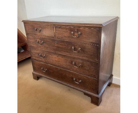 George III mahogany chest of drawers, having two short over three long graduated drawers, all with original brass fittings, r