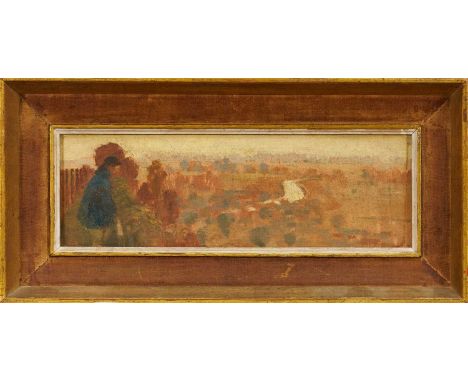 *Lionel Bulmer (1919-1992) oil on board - 'View near Arundel' signed and dated '58 verso, titled in ink, 10.5cm x 28.5cm, fra