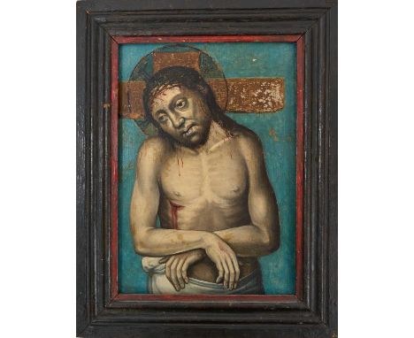 Interesting early, probably 16th century Continental oil on panel, Ecce Homo, 26 x 18cm in wooden frame, indistinctly inscrib