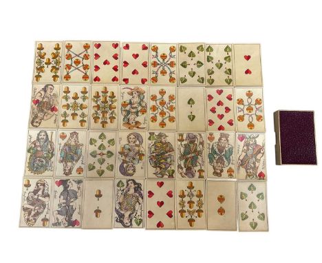 Complete deck of 32 Karl Gerich 'Nibelungenkarten' 1994 playing cards, no. 27. Based on the Wagner opera, from an edition of 