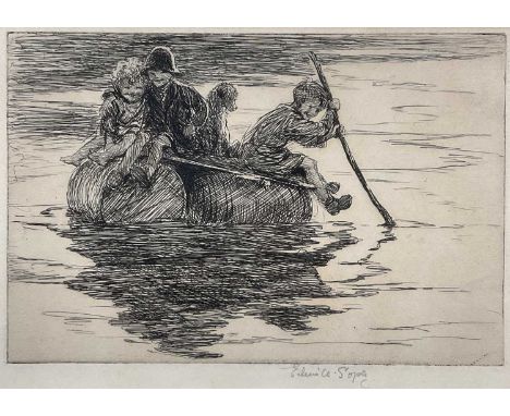 Eileen Soper (1905-1990) etching - A Voyage of Discovery, signed, 13cm x 19cm, in glazed gilt frame
