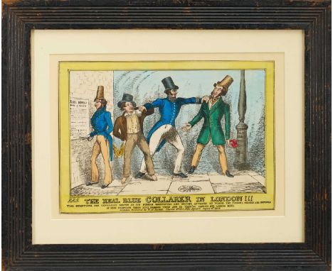 H.H.R., hand coloured etching - 'The Real Blue Collar In London!!!' Published Aug. 6th 1832 by W. H. Isaacs, 24cm x 34cm, in 