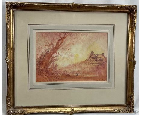 *Tom Keating (1917-1984) watercolour after Samuel Palmer - Rural Landscape, signed, 17.5cm x 25cm, in glazed gilt frame