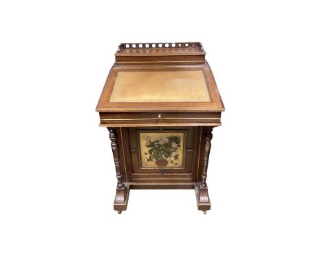 Aesthetic period mahogany and polychrome painted Davenport desk, 55.5cm wide, 57cm deep, 88cm high