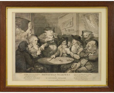 Thomas Rowlandson (1756-1827) black and white etching - 'Smithfield Sharpers', published April 10th 1787 by Read, 35cm x 45cm