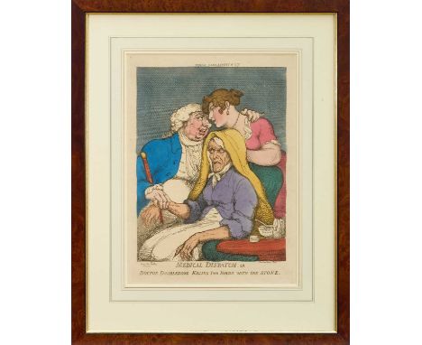 Thomas Rowlandson (1756-1827) hand coloured etching - 'Medical Dispatch or Doctor Doubledose Killing Two Birds With One Stone