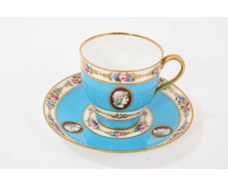 Minton coffee cup and saucer, copying the Sèvres Empress Catherine II Service, printed mark, the saucer 12cm diameterThe cup 