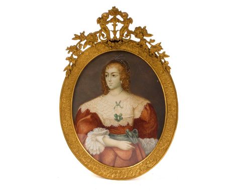 Antique portrait miniature on ivory titled to label verso as 'Barbara Albizhi Di Firenze' label states 'Bought at Bellagio, M