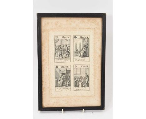 Playing card interest: Print of the four Queens from a 17th century pack of Cavalier playing cards - Edmund Goldsmid 1886, gl