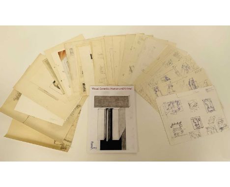 Ron Sims (1944-2014) collection of 41 pencil sketches, coloured crayon and ink works, 1970s onwards, all unframed, together w