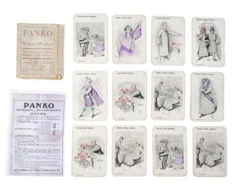 Rare set of Panko or 'Votes for Women' cards circa 1909, all cards featuring characters from the Suffragette and anti-Suffrag