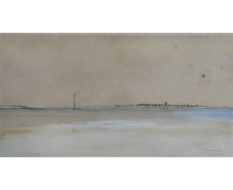William Lionel Wyllie (1851-1931) watercolour - Blackwater River, signed and titled, 13.5cm x 25.5cm, in glazed frame