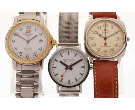 Swiss Army Sapphire Automatic bracelet watch, HA 1178  the white Arabic dial with circular date aperture at the third hour, s