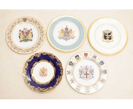 19th century ironstone armorial plate, painted and gilded with the royal coat of arms enclosed within gilt foliate scroll and